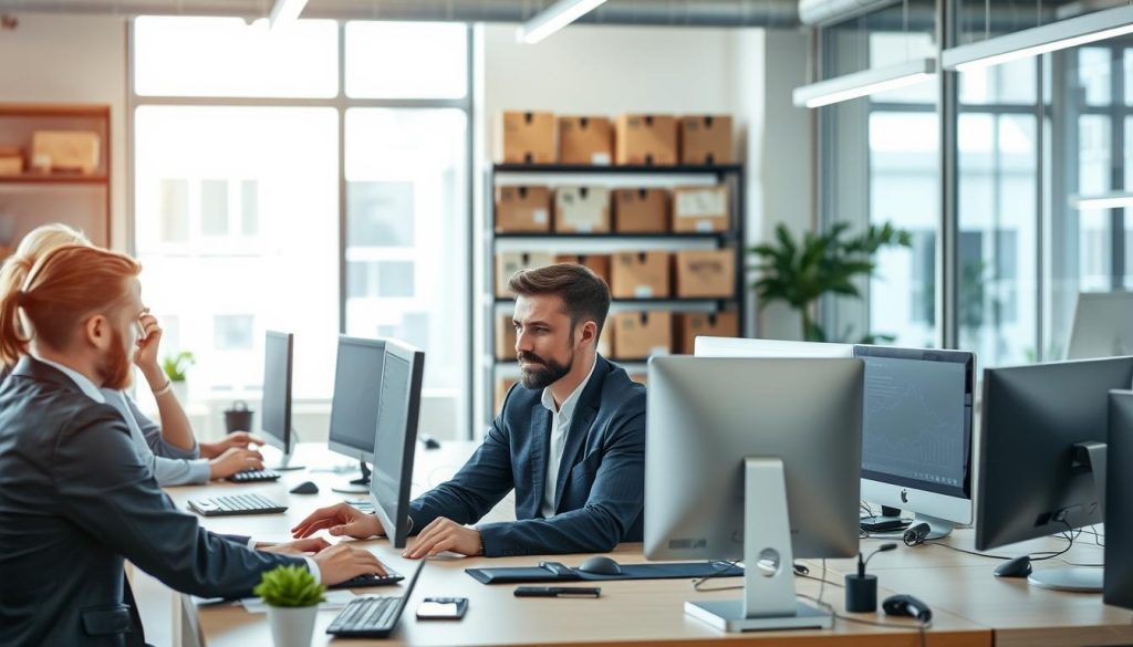 Olika företag som använder AI efterfrågeprognos i kontorsmiljö