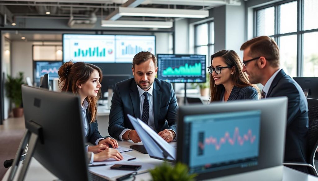 Opsios team av experter inom försäljningsprognos i en professionell kontorsmiljö