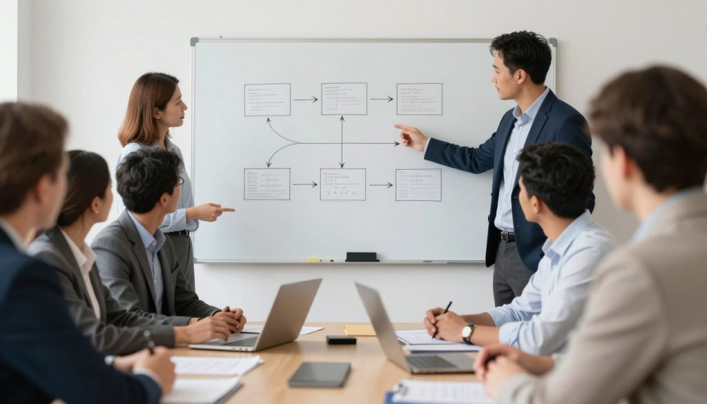 Professionellt team diskuterar lösningar för managerade supporttjänster