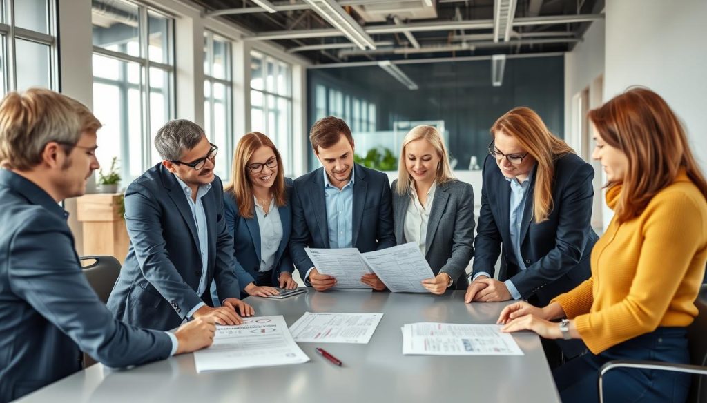 Qualitätsteam bei der Entwicklung eines Prüfplans für visuelle Inspektion