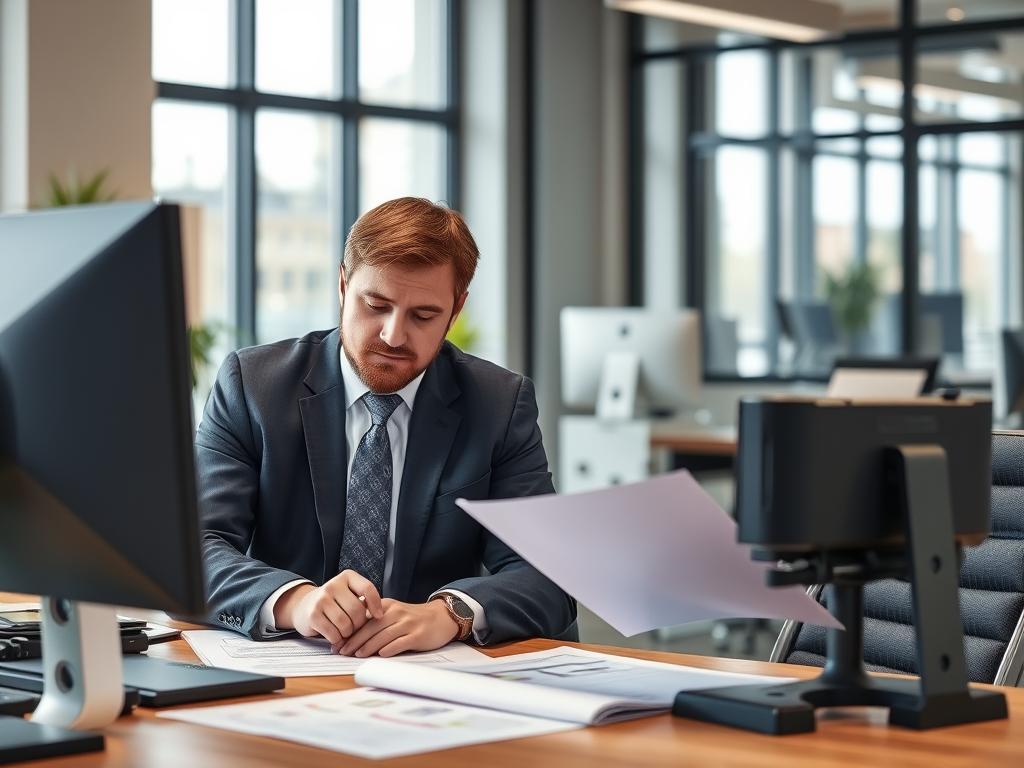 Quality manager reviewing vendor proposals for visual inspection equipment