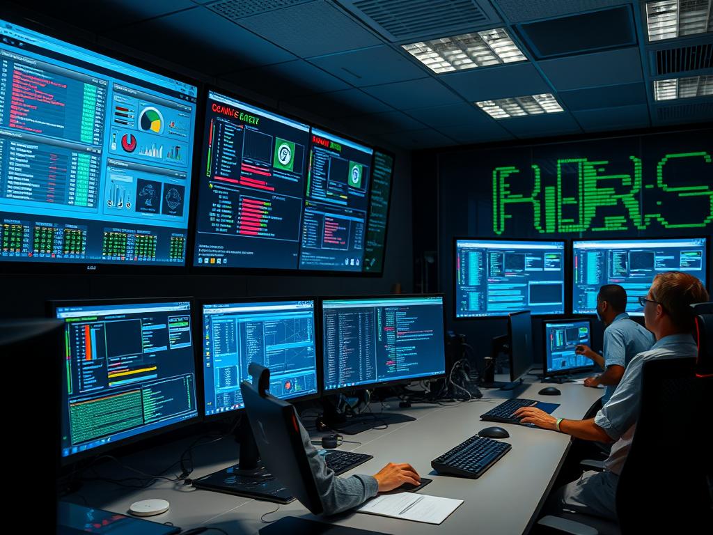 Säkerhetsanalytiker som övervakar system för att upptäcka cybersäkerhetshändelser