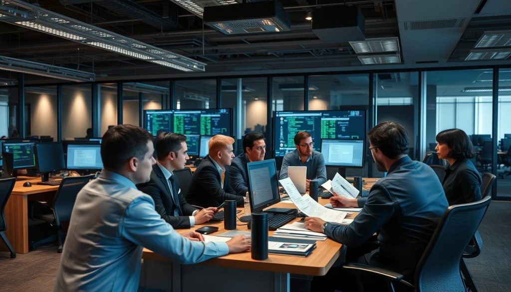 Säkerhetsteam som genomför en NIS2 incidentrapporteringsövning