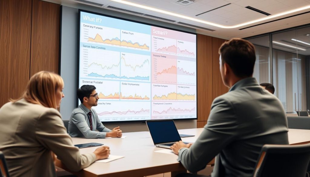 Scenarioanalys med AI försäljningsprognos i mötesrum