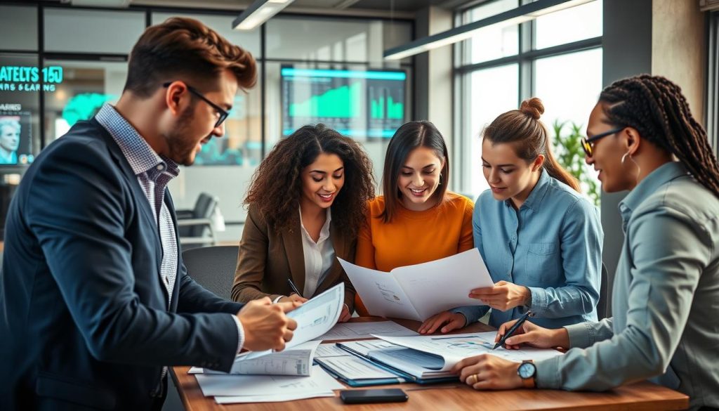 Security team collaborating on AI-enhanced cloud security strategy