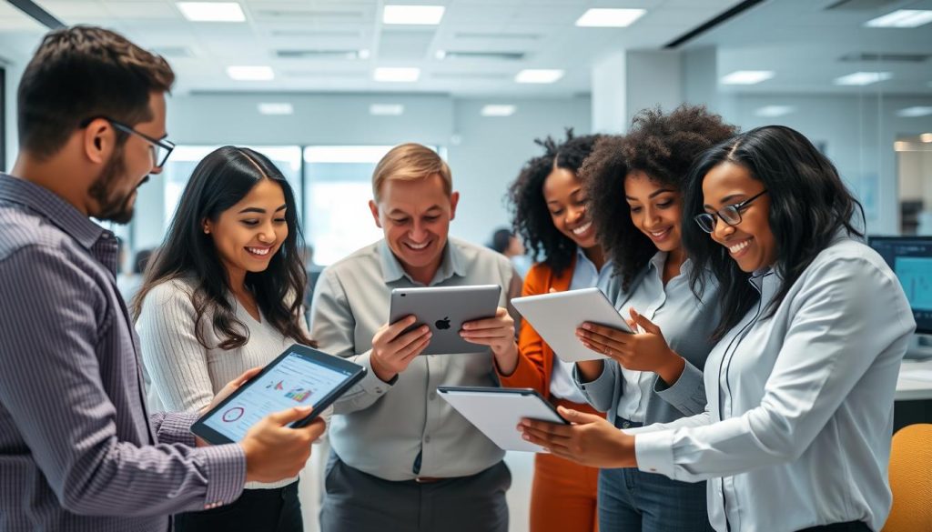 Team celebrating successful integration of AI in quality control