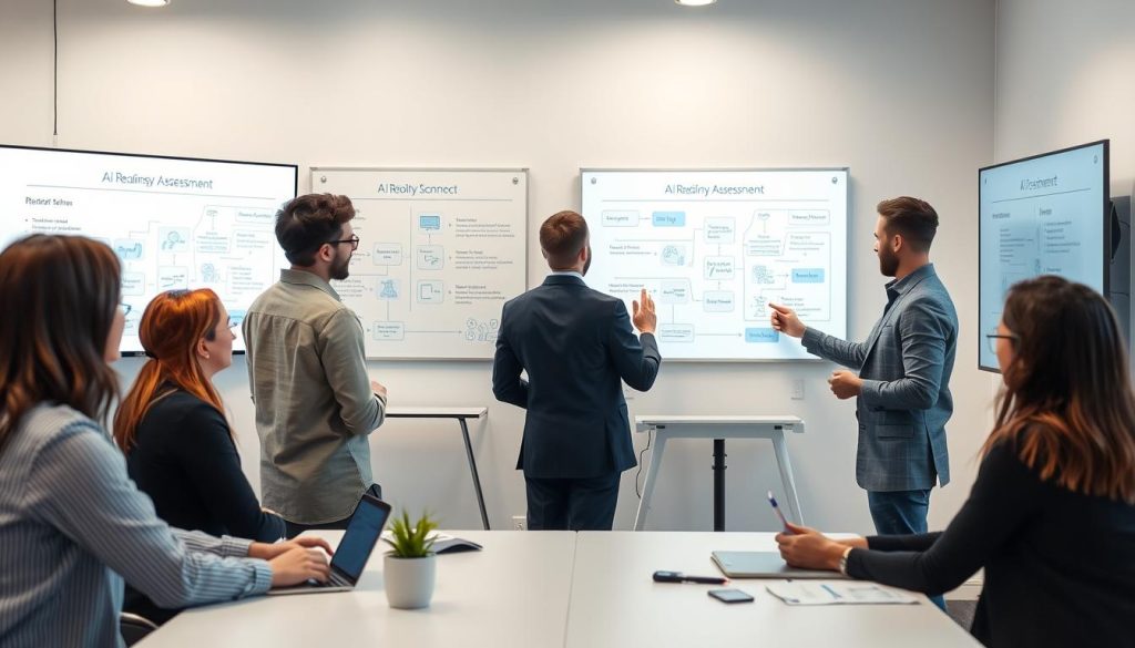 Team conducting AI readiness assessment for quality control