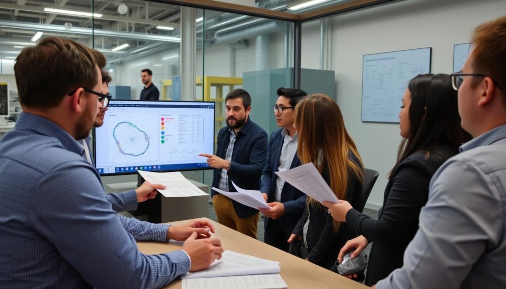 Team discussing predictive maintenance implementation challenges and solutions