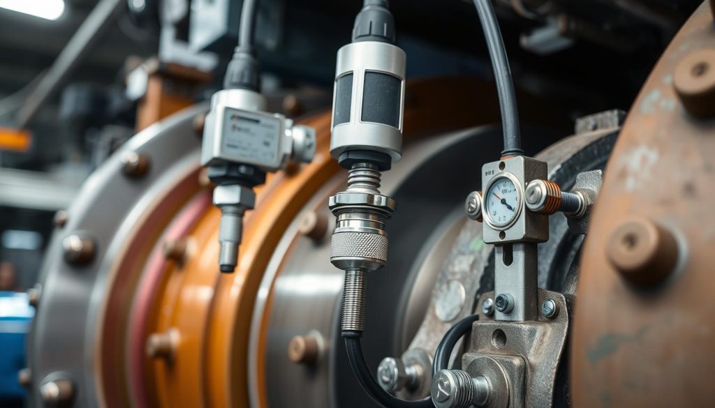 Vibration monitoring sensor collecting data from rotating equipment