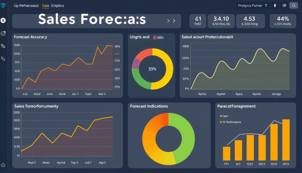 Visualisering av KPI:er för försäljningsprognos med grafer och mätvärden