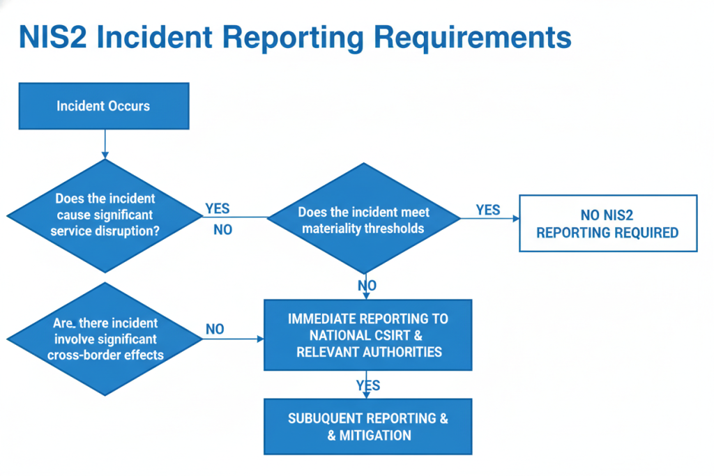 Decision tree for determining NIS2 reporting requirements based on incident impact