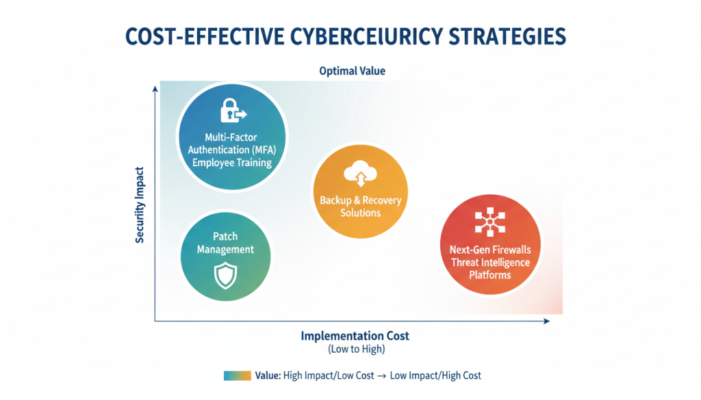 Diagram showing cost-effective cybersecurity controls and their relative impact