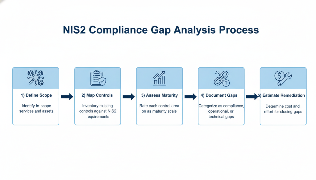 NIS2 compliance gap analysis process flowchart