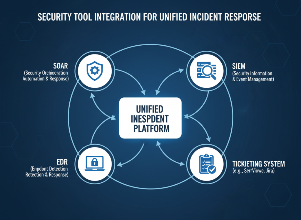 Security tool integration showing unified incident response platform