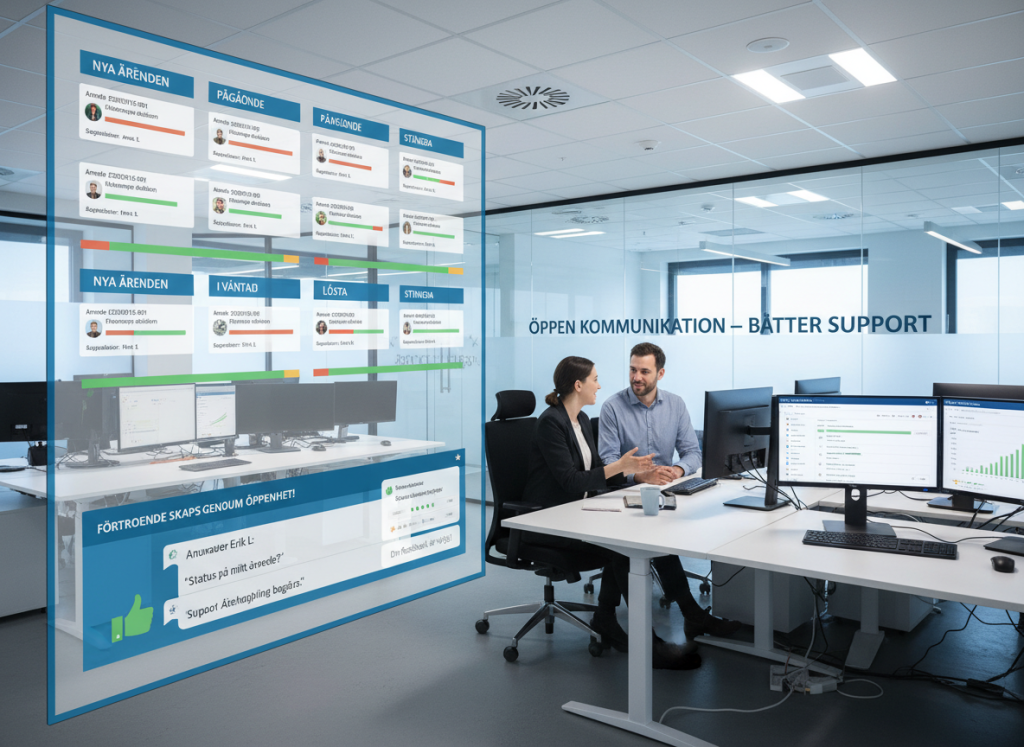 Tydlig kommunikation i IT-support med l&ouml;pande uppdateringar och transparens